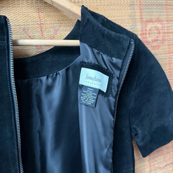 Neiman Marcus Black Suede Vintage Knee Length Dress size Small - Picture 5 of 5